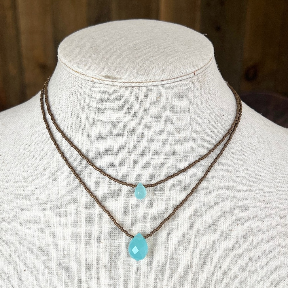 Artisan Chalcedony and Seed Bead Necklace